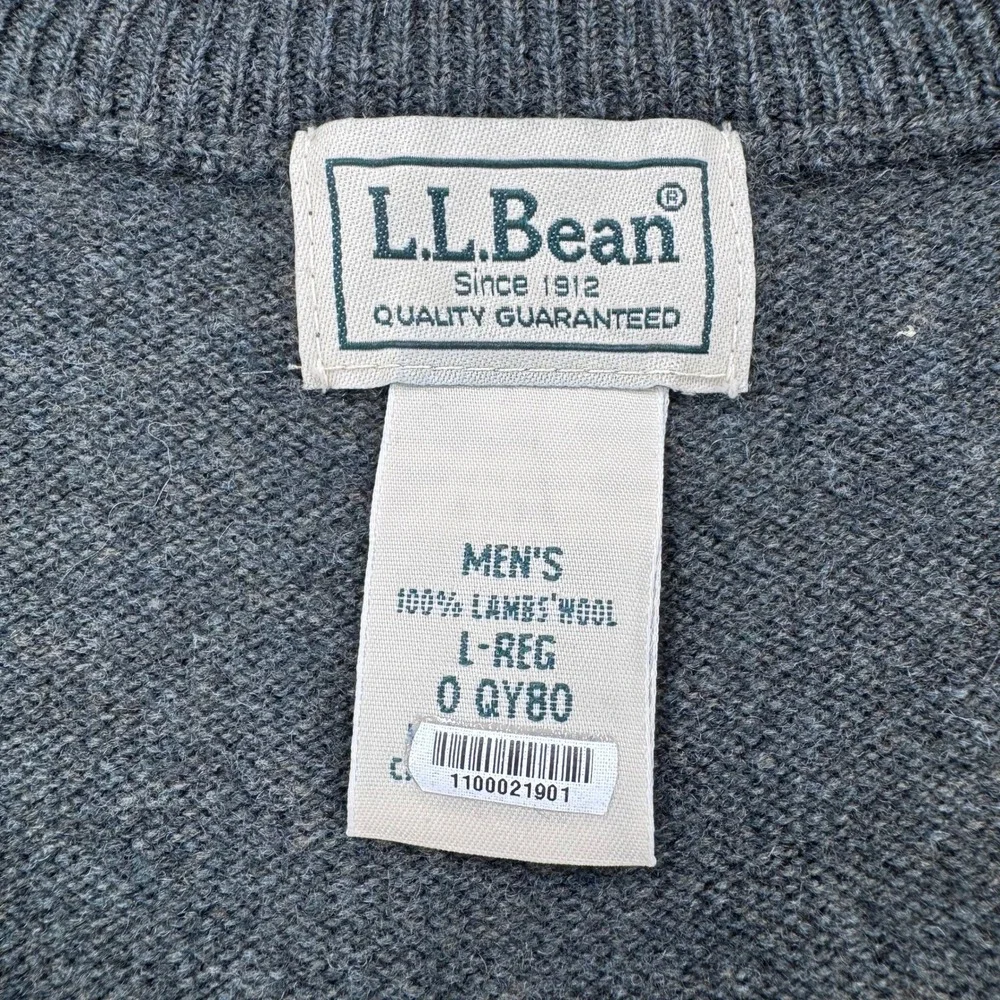 LL Bean‎ 100% Lambswool Sweater Vest Mens Large Gray V Neck Classic Knitwear